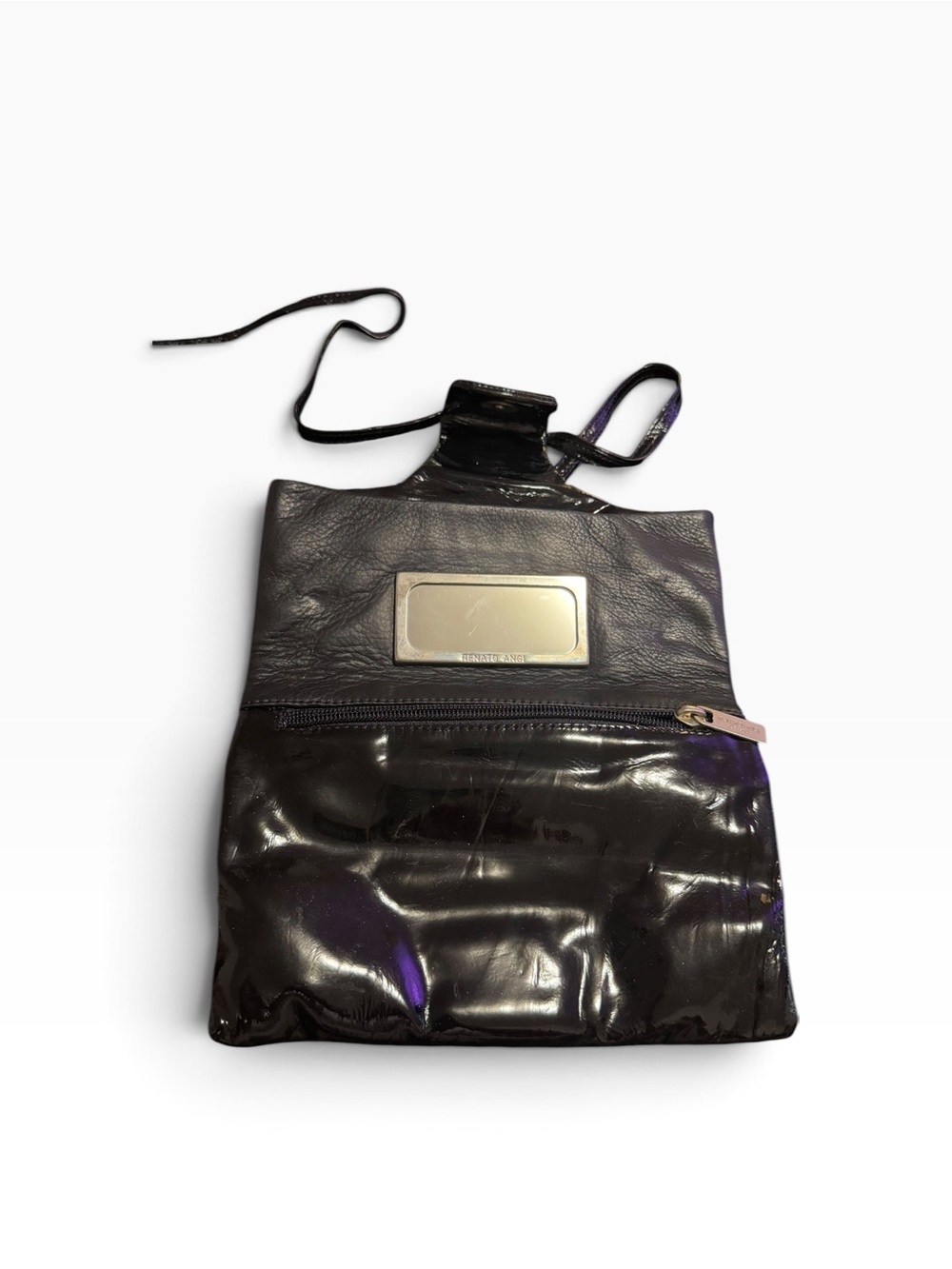 Renato Angi vintage authentic black leather crossbody bag with adjustable straps - Picture 4 of 4